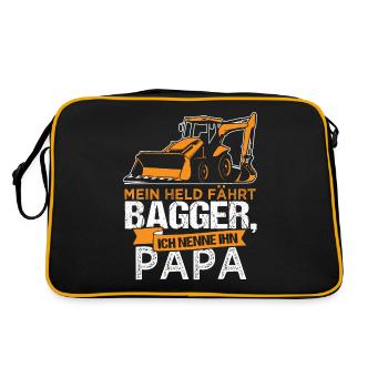 Excavatrice maître d’ouvrage Papa Père Cadeau - Sac Retro - noir/or - Dos