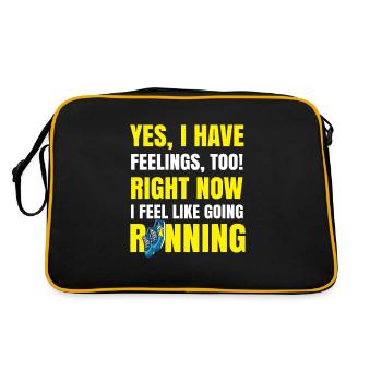 Laufen Rennen Fitness Joggerin Geschenk - Retro Tasche - Schwarz/Gold - Hinten