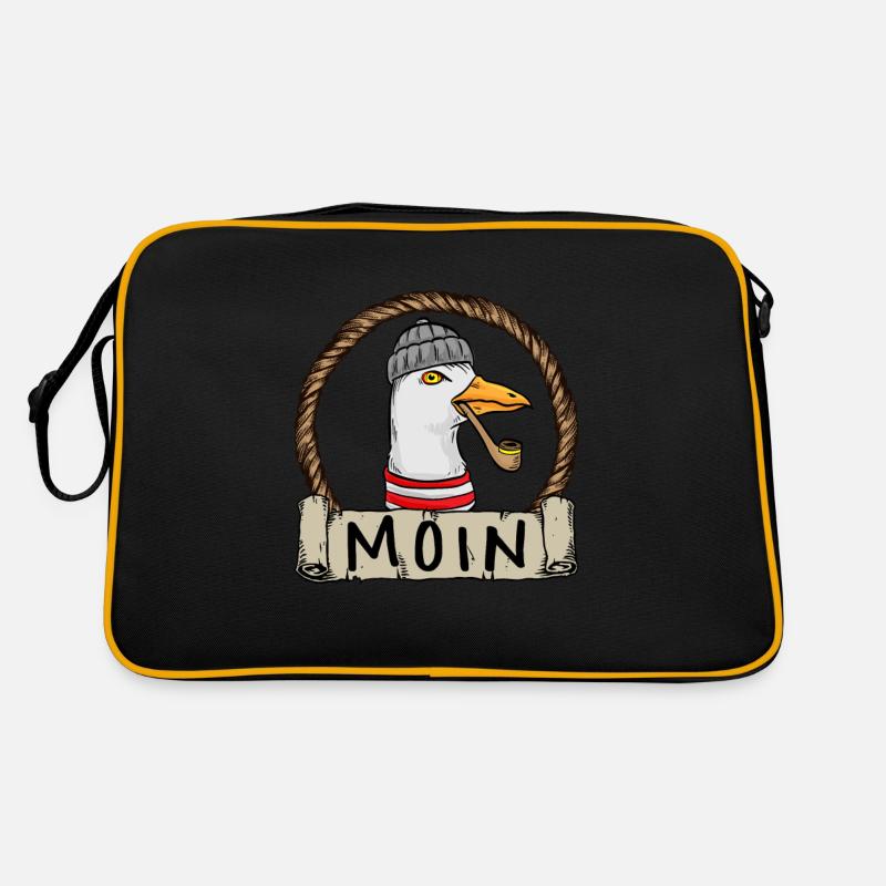 Moin Moin Möwe - Retro Tasche - Schwarz/Gold