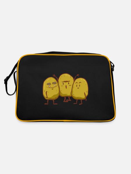 Kartoffel Freunde für Beste Freunde & Freundinnen - Retro Tasche - Schwarz/Gold - Hinten