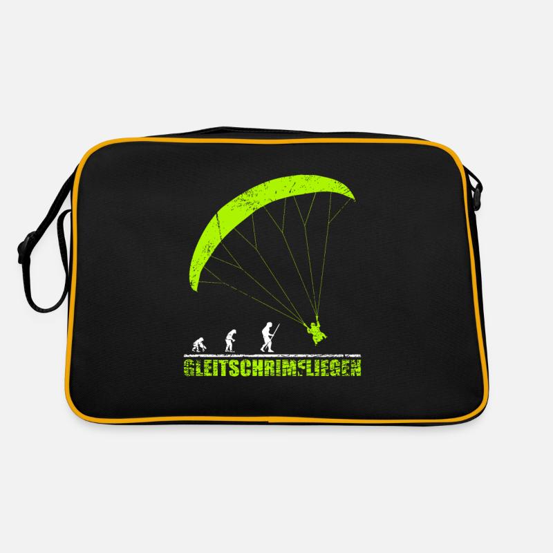 Gleitschirmfliegen Evolution Geschenk - Retro Tasche - Schwarz/Gold