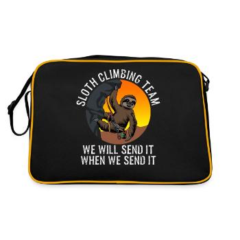 Faultier Kletter Team Lustiges Kletter Geschenk - Retro Tasche - Schwarz/Gold - Hinten
