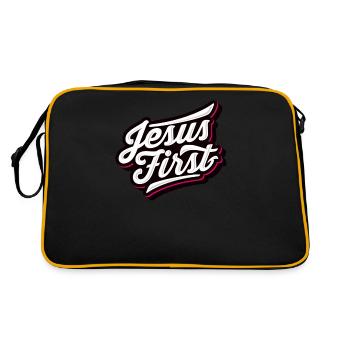 Jesus First Pray Pray God Faith Religion - Retro Bag - black/gold - Back