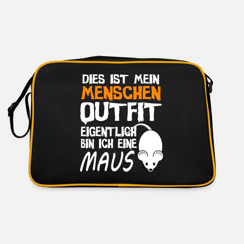 Maus Mäuse Outfit Spruch Kostüm Geschenk - Retro Tasche - Schwarz/Gold