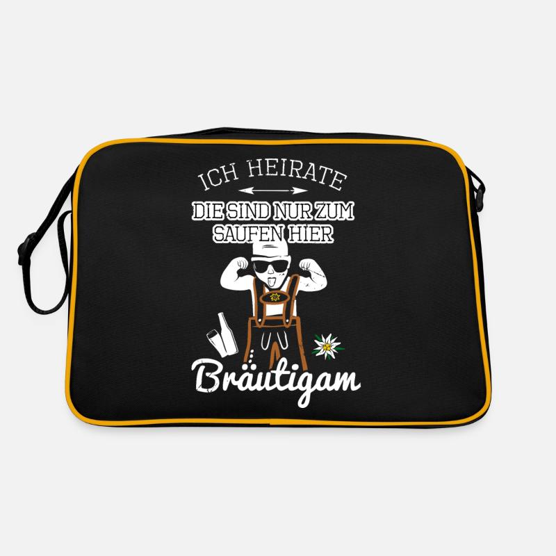 Cooler Bräutigam Lederhose Ich heirate Saufen Fun Retro Tasche
