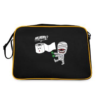 Mumie Toilettenpapier Wortspiel Halloween Humor - Retro Tasche - Schwarz/Gold - Hinten