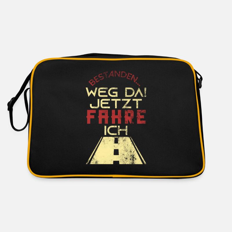 Führerschein Bestanden Weg Da Fahranfänger Geschen - Retro Tasche - Schwarz/Gold