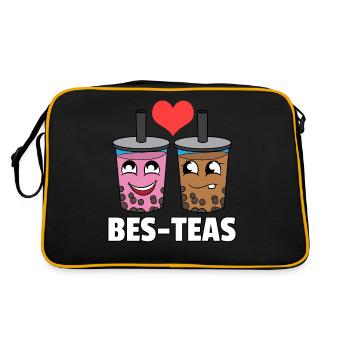 Bubble Tea Pearl Milk Tea Boba Tea Milk Gift - Retro Bag - black/gold - Back