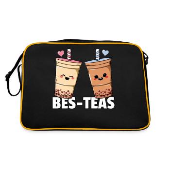 Bubble Tea Pearl Milk Tea Boba Tea Milk Gift - Retro Bag - black/gold - Back