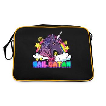 Hail Satan unicorn rainbow devil Halloween - Retro Bag - black/gold - Back