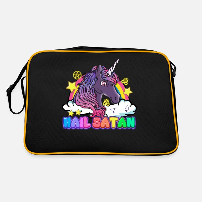Hail Satan Einhorn Regenbogen Teufel Halloween Retro Tasche
