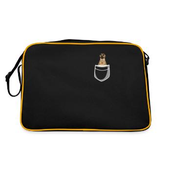 Erdmännchen Geschenk - Retro Tasche - Schwarz/Gold - Hinten