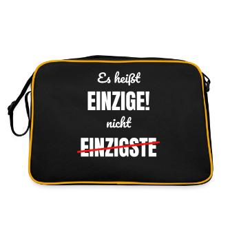 Es heißt Einzige Nicht Einzigste Klugscheißer - Retro Tasche - Schwarz/Gold - Hinten