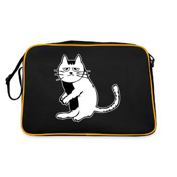 katze müde - Retro Tasche - Schwarz/Gold - Hinten