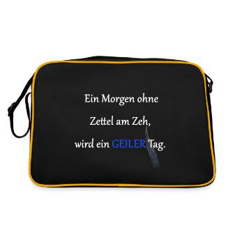 Jeder Tag ohne Zettel am Zeh wird ein geiler Tag - Retro Tasche - Schwarz/Gold - Hinten