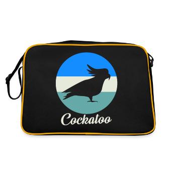 Kakadu Papagei Vogel Feder Gefieder Federkleid - Retro Tasche - Schwarz/Gold - Hinten