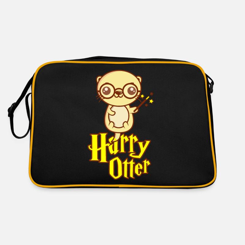 HARRY OTTER Seeotter Geschenk Für Tierpflegerin - Retro Tasche - Schwarz/Gold