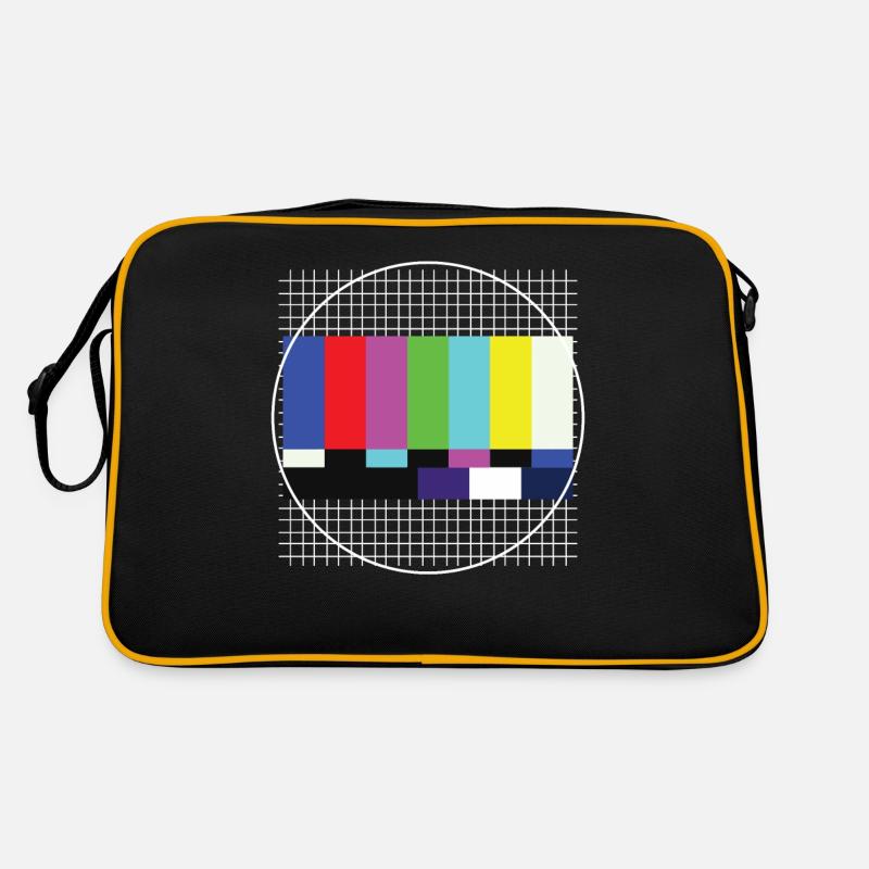Testbild 80er 90er Fernseher - Retro Tasche - Schwarz/Gold