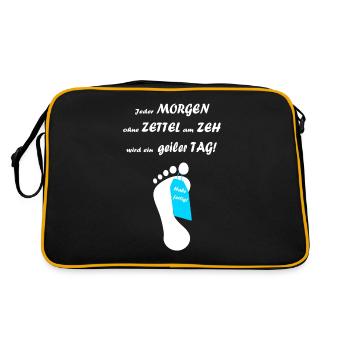 Jeder Tag ohne Zettel am Zeh wird ein geiler Tag - Retro Tasche - Schwarz/Gold - Hinten