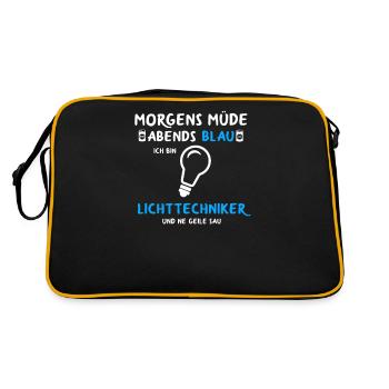 Lichttechniker Elektriker Elektroinstallateur - Retro Tasche - Schwarz/Gold - Hinten