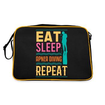 APNOE EAT SLEEP Freitaucher Schnorchler Geschenk - Retro Tasche - Schwarz/Gold - Hinten