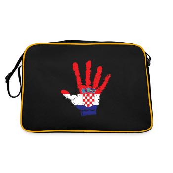 Kroatien Handabdruck Patriot DNA - Retro Tasche - Schwarz/Gold - Hinten