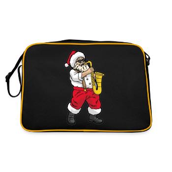 Saxophone player Santa Claus Saxophone - Retro Bag - black/gold - Back