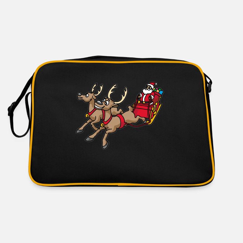 Santa Claus with reindeer and sleigh Retro Bag