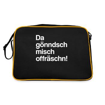 Da gönndsch misch offräschn | Sachen, sächsisch - Retro Tasche - Schwarz/Gold - Hinten