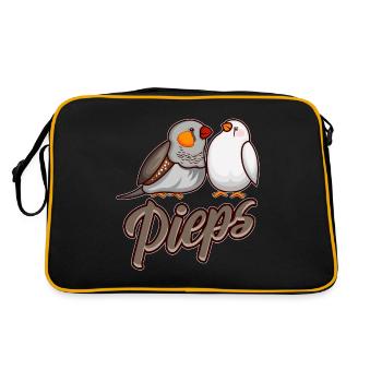 PIEPS ZEBRAFINK Retro Geschenk Für Zebrafinken - Retro Tasche - Schwarz/Gold - Hinten