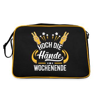 Des mains hautes. Idée cadeau week-end - Sac Retro - noir/or - Dos