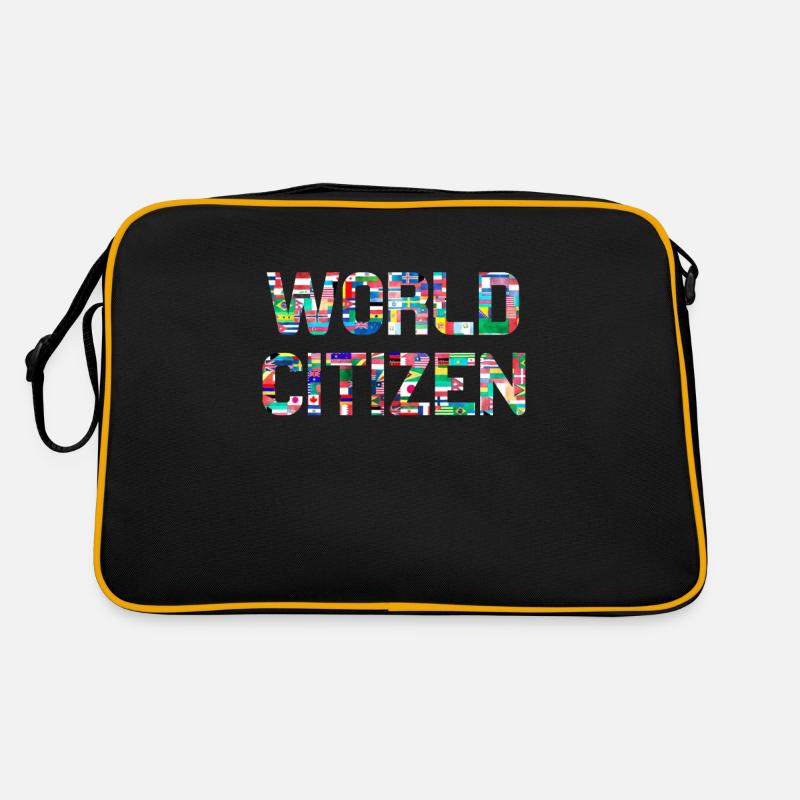 Citoyen du Monde (Drapeaux / Citoyens) avec drapeaux - Sac Retro - noir/or