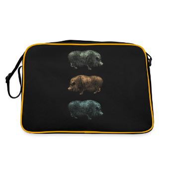 Retro Schwein Wildschwein Keiler Geschenk - Retro Tasche - Schwarz/Gold - Hinten