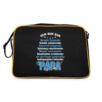 Papa Père Papa Fête Des Pères Fils Fille Cadeau - Sac Retro - noir/or - Dos