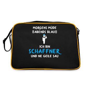 Schaffner Zugbegleiter Kontrolleur Eisenbahner - Retro Tasche - Schwarz/Gold - Hinten