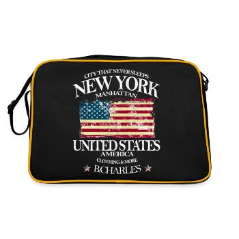 New York - Retro Tasche - Schwarz/Gold - Hinten