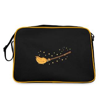 Besen Besenstil Feger Kehrbesen Fasching Geschenk - Retro Tasche - Schwarz/Gold - Hinten
