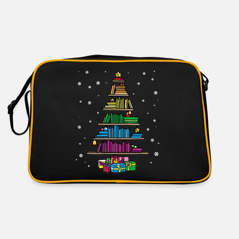 Christmas tree bookshelf books shelf reading Retro Bag