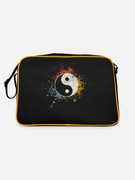 Meditation Music Yin Yang - Retro Bag - black/gold - Back
