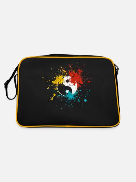Yin Yang - Retro Tasche - Schwarz/Gold - Hinten