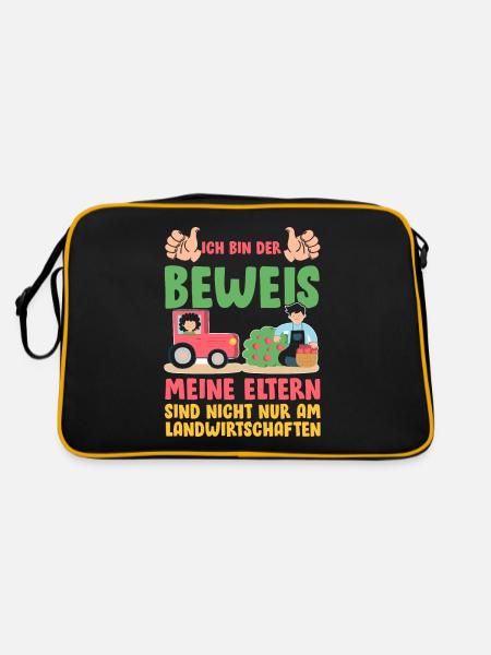 Landwirt Kinder Traktor Geschenk · Beweis - Retro Tasche - Schwarz/Gold