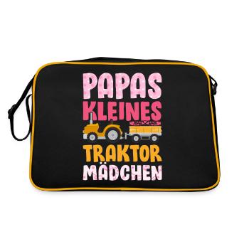 Landwirt Kinder Traktor Geschenk · Traktor Mädchen - Retro Tasche - Schwarz/Gold - Hinten