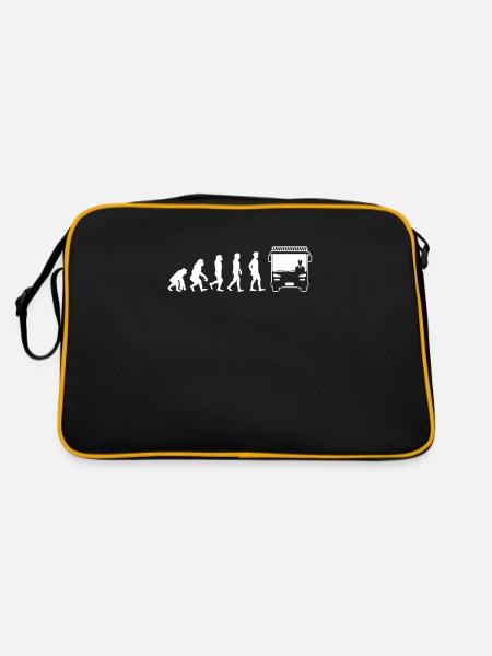 Busfahrer Shirt Evolution Busfahrer - Retro Tasche - Schwarz/Gold - Hinten