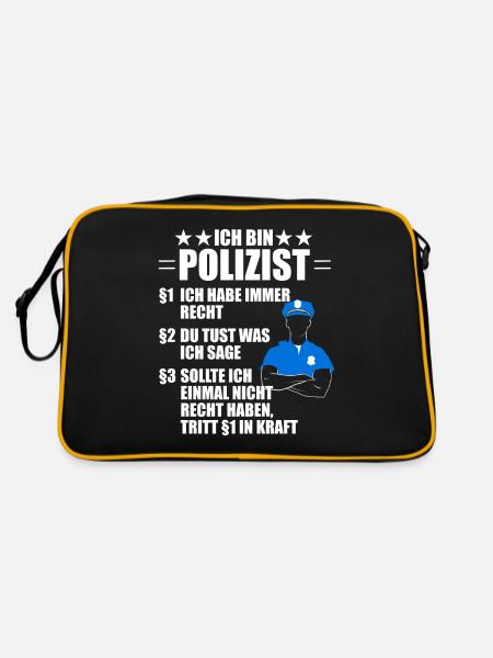 Lustiger Polizist Polizei Spruch Geschenk - Retro Tasche - Schwarz/Gold - Hinten