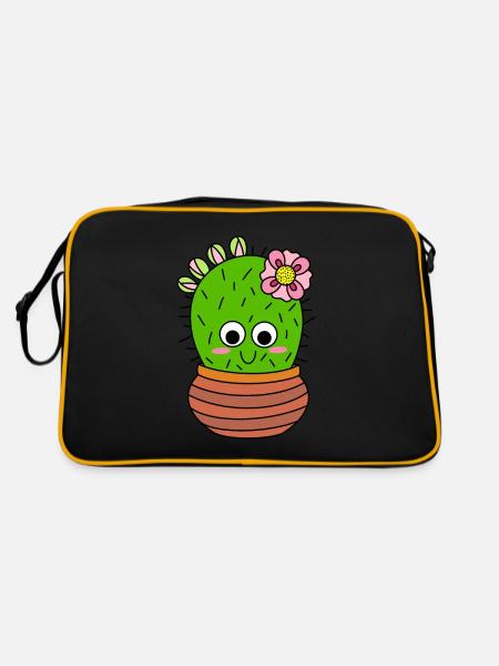Cactus Chunky Avec Fleur Rose Et Bourgeons - Sac Retro - noir/or - Dos