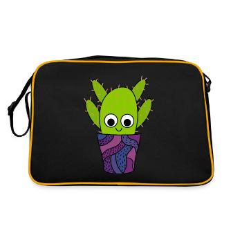 Thorny Cactus In Cute Pottery - Retro Bag - black/gold - Back