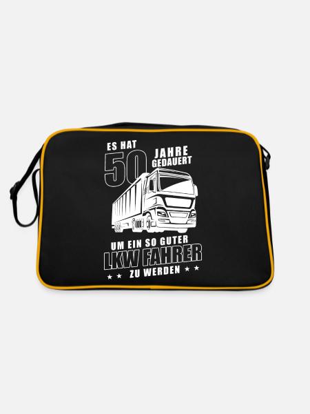 LKW Fahrer 50er Geburtstag 50 Jahre - Retro Tasche - Schwarz/Gold - Hinten