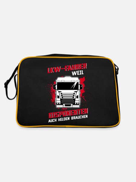 LKW-Fahrer weil Disponenten auch Helden brauchen - Retro Tasche - Schwarz/Gold - Hinten