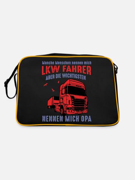 Opa LKW Fahrer - Retro Tasche - Schwarz/Gold - Hinten
