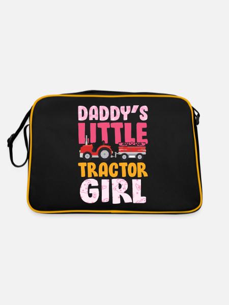 Landwirt Kinder Traktor Geschenk · Traktor Mädchen - Retro Tasche - Schwarz/Gold - Hinten